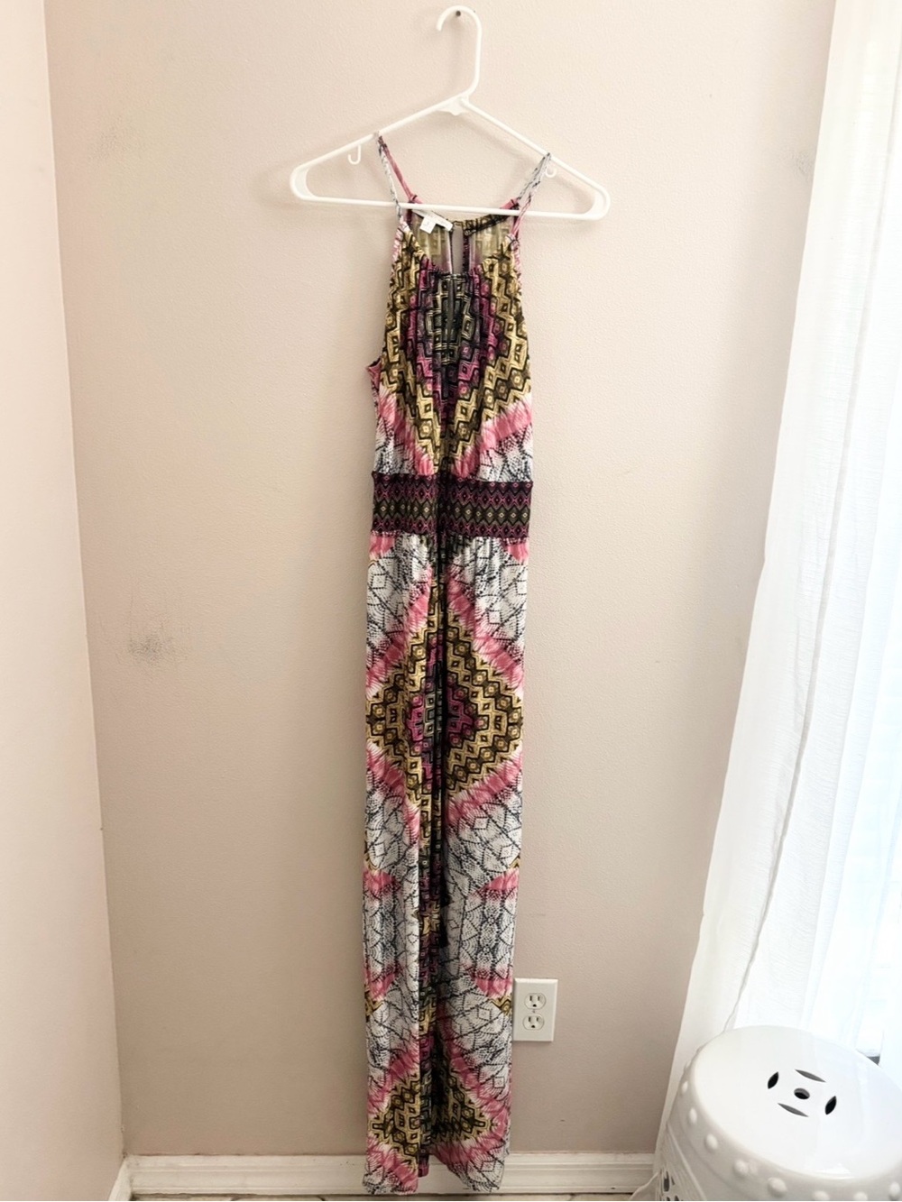 5/$15 🩷 MUST BUNDLE London Times Pink Olive Geometric Maxi Dress